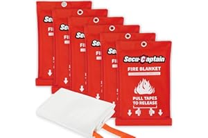 SecuCaptain Emergency Fire Blanket for Home and Kitchen - 6 Pack 40"x40" Flame Suppression Fiberglass Fire Blankets for House Camping Car Warehouse Office Emergency Survival Safety