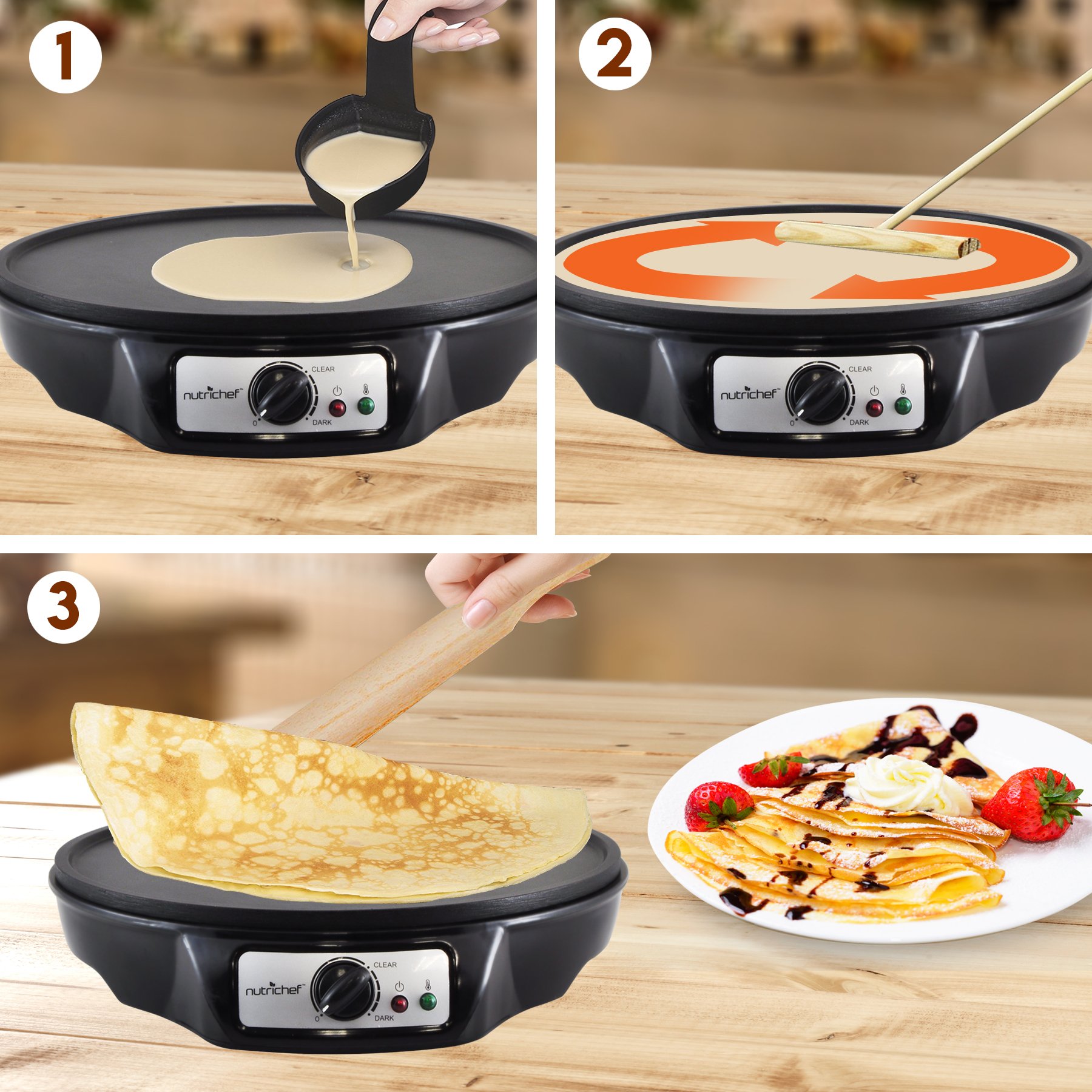 Nonstick 12Inch Electric Crepe Maker Aluminum Griddle Hot Plate