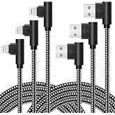 OCEEK 3Pack (3/6/10FT) USB A to Lightning Cable Right Angle [MFi Certified] | iPhone Charger Cable,Nylon Braided,90 degree,Compatible with iPhone 14/13/12/11/ Xs/XS Max/XR/X/8/8 Plus/7/7 Plus iPad iPod