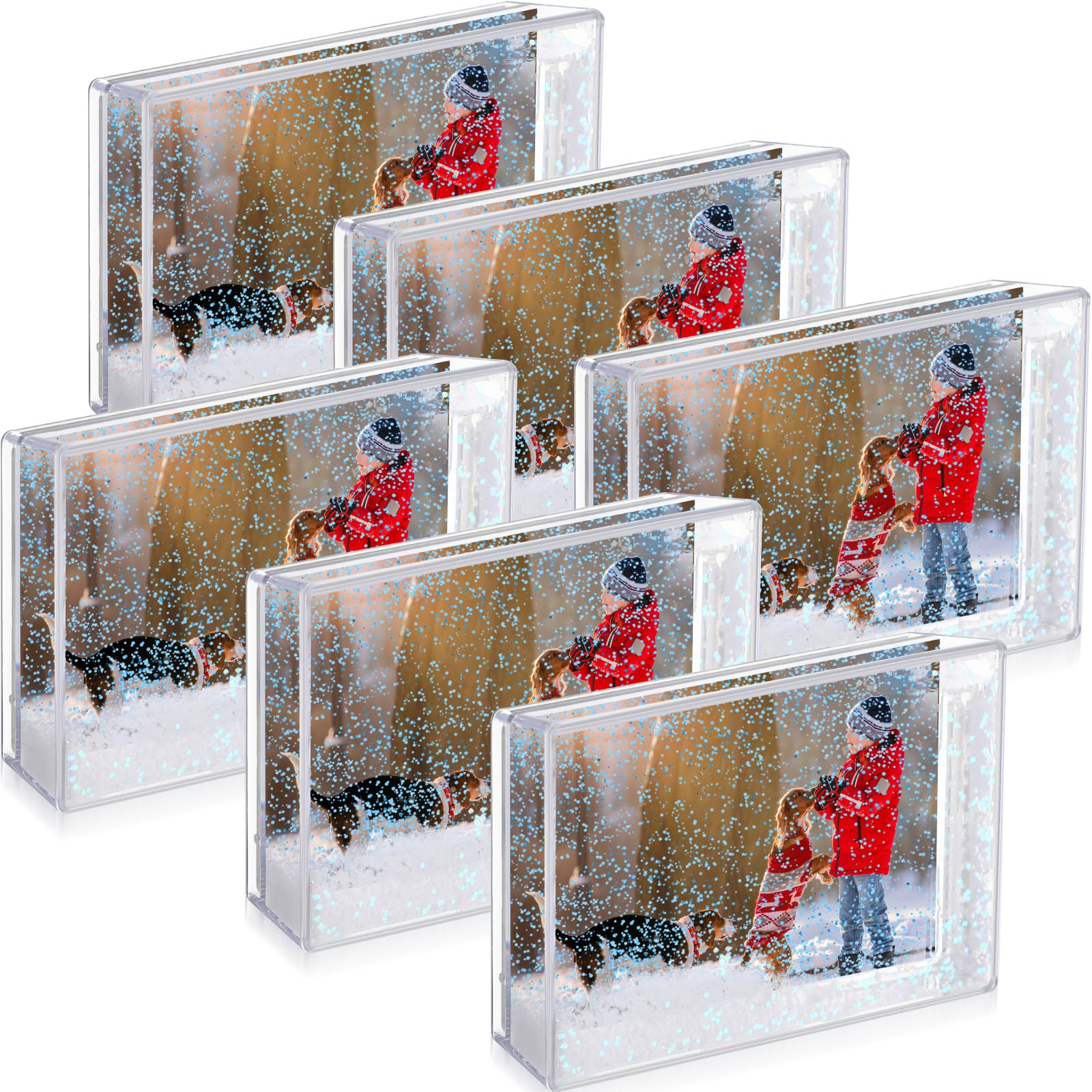 Barydat 6 Pcs 2 x 3 Inch Christmas Snow Globe Photo Frame Bulk Glitter ...