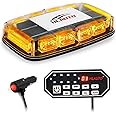 HLauto 48LED Emergency Strobe Lights w/Controller: 12" Rooftop Safety Flashing Lights, Amber Strobe Warning Lights Bar w/Magnetic Base for Trucks, Construction Vehicles, Snow Plow, Cars