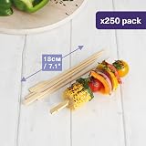 MATANA 250 Wooden Paddle Skewers 18cm Flat Bamboo Sticks 100% Natural view 2