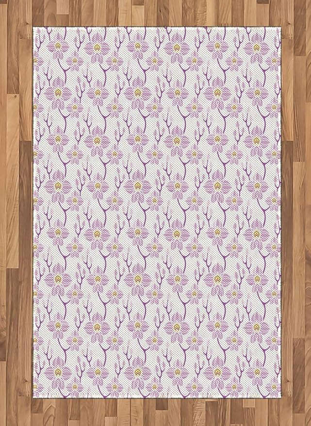 ABAKUHAUS Orchideen Teppich, Soft Tone Blumen Romantische, Deko-Teppich Digitaldruck, Färben mit langfristigen Halt, 120 x 18