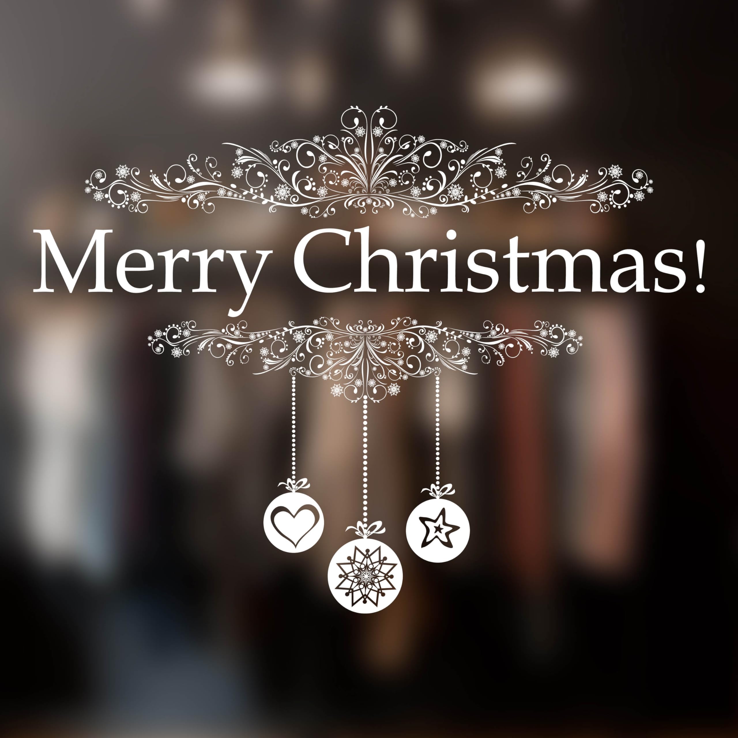 Large Traditional Merry Christmas Window Stickers Reusable with Decorations - Merry Christmas Window Sign - Xmas Window Stickers