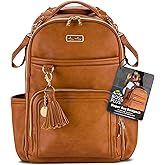 Itzy Ritzy Diaper Bag Backpack – Large Capacity Boss Plus Baby Backpack Diaper Bag Featuring 19 Pockets, Changing Pad, Stroller Clips, and Comfortable Straps (Cognac)