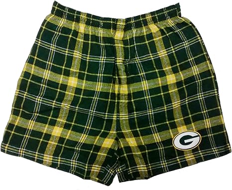 Men S Green Bay Packers Plaid Flannel Boxer Shorts Underwear Small Amazon Co Uk Sports Outdoors