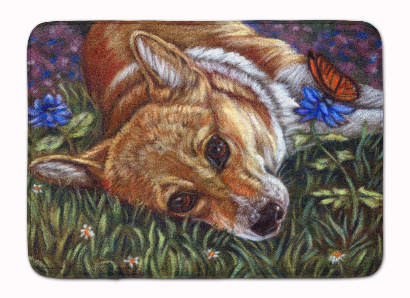 Caroline's Treasures Corgi Pastel Butterfly Floor Mat, Multicolor, 19" x 27"