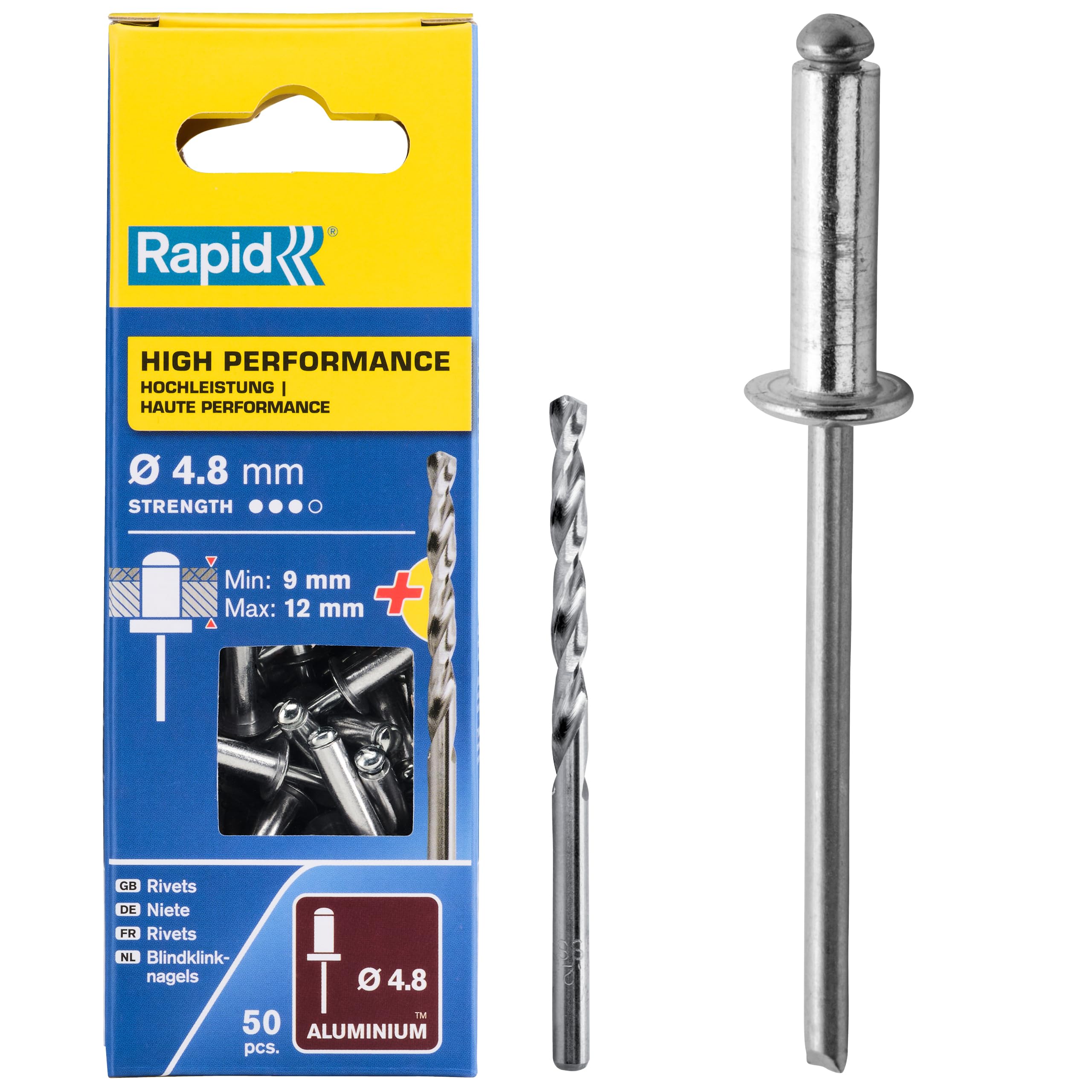 Rapid Rivets High Performance Including Drill Piece, 4.8 x 16 mm, 5000390 - 50 Pieces — image 1