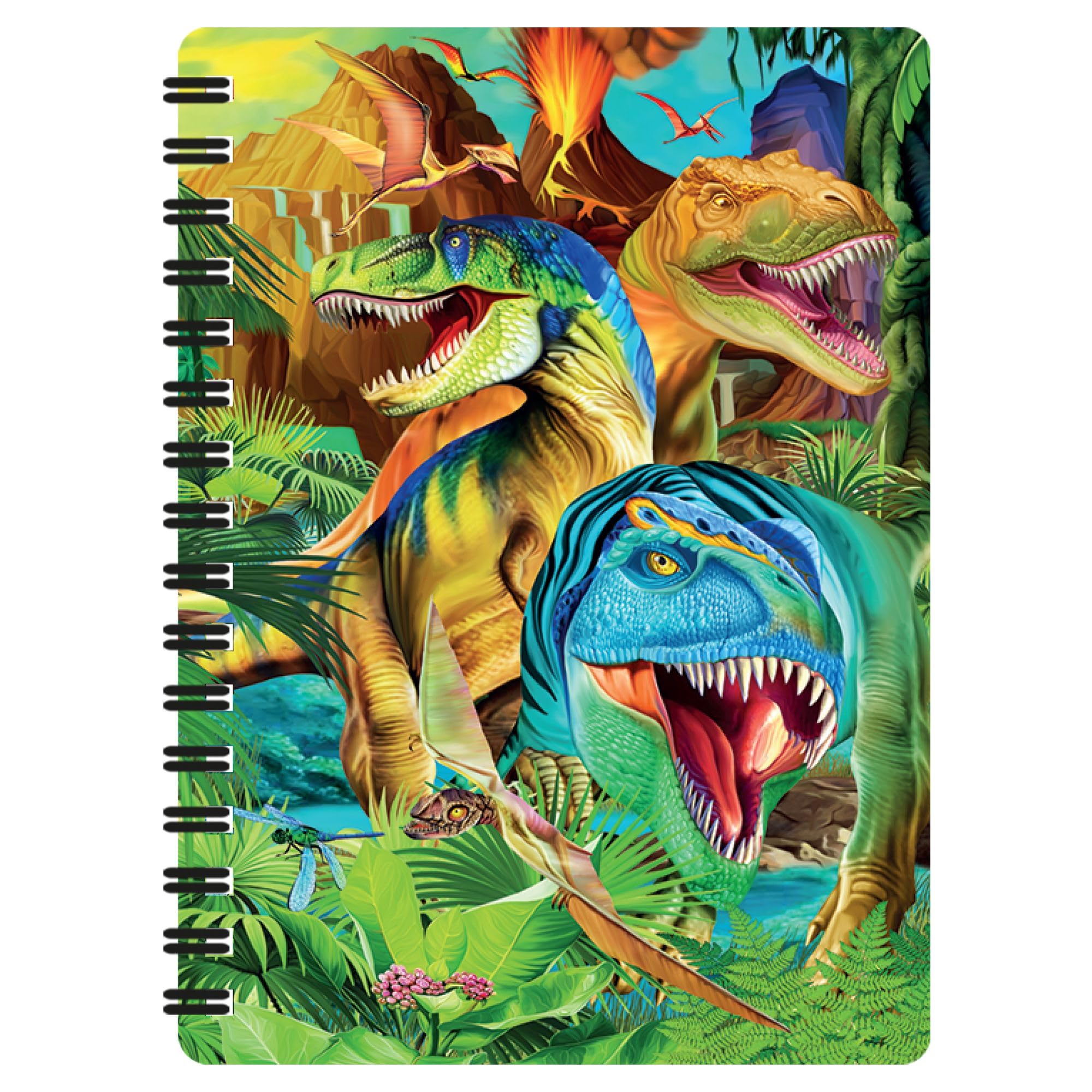 3D LiveLife Jotter - Dino Smiles from Deluxebase. Lenticular 3D Dinosaur A6 Spiral Notebook with plain recycled paper pages. Artwork licensed from renowned artist Michael Searle