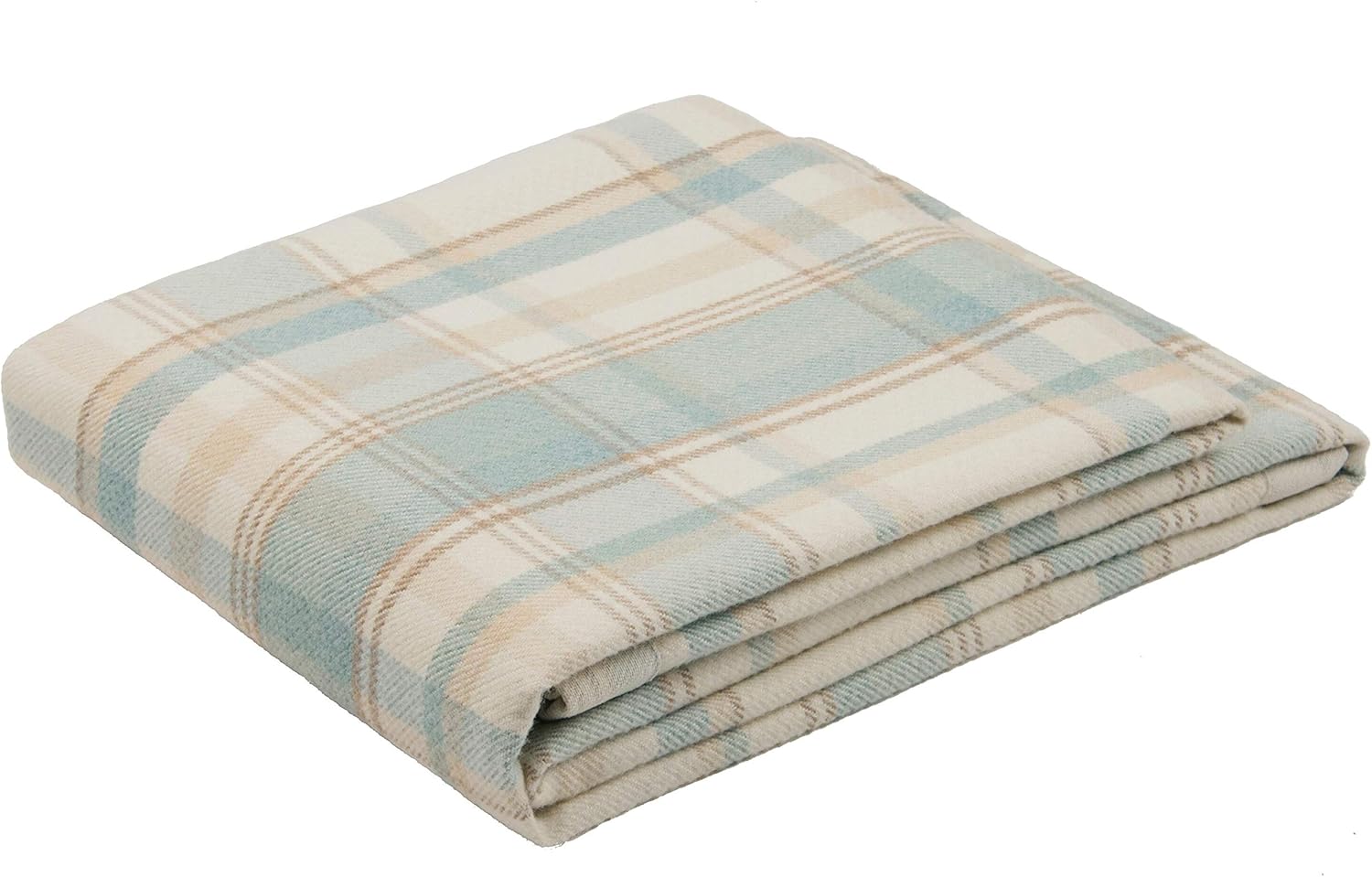 McAlister Textiles Heritage Throw Duck Egg Blue Tartan Plaid Wool