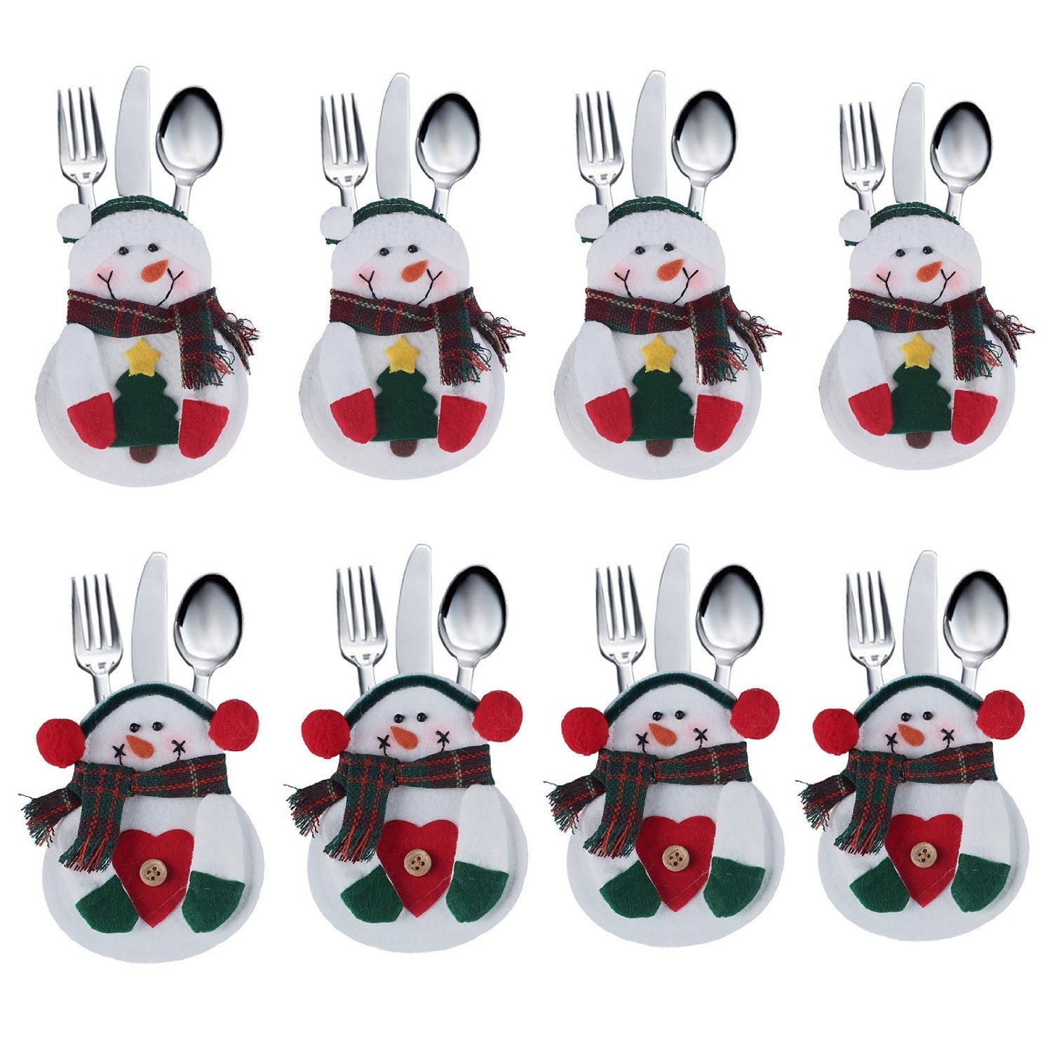 Set di Decorazioni di Natale da 20 Pezzi per Bicchieri per il Vino DegGod 8 Natale pupazzo di neve porta posate Natale da tavolo decoro natalizio in