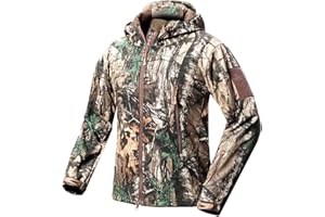 ReFire Gear Men's Soft Shell Military Tactical Jacket Outdoor Camouflage Hunting Fleece Hooded Coat