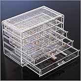 ProCase Acrylic Earrings Holder Organizer Box, Large Clear Earring Jewelry Storage Transparent Stackable Drawers Jewelry Display for Earring Ring Bracelet -Clear, 5 Layers