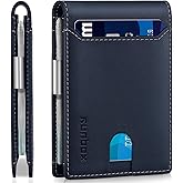 RUNBOX Slim Wallets for Men - Leather Money Clip Mens Wallet - RFID Blocking Front Pocket Bifold Wallet - Thin Credit Card Holder with Gift Box