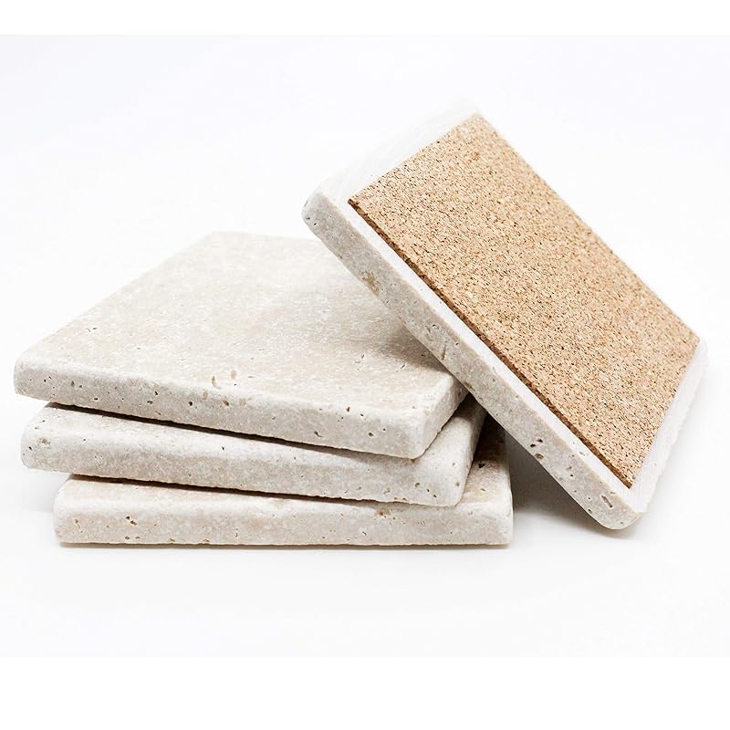 Absorbent Drink Coasters Plain Travertine Stone Coasters