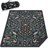 Mushroom Picnic Blankets Waterproof Foldable, 60″X80″ Packable Picnic Mat Insect Outdoor Blanket for Grass, Boho Large Beach Blanket Sandproof Picnic Accessories for Camping Music Festival Park Lawn