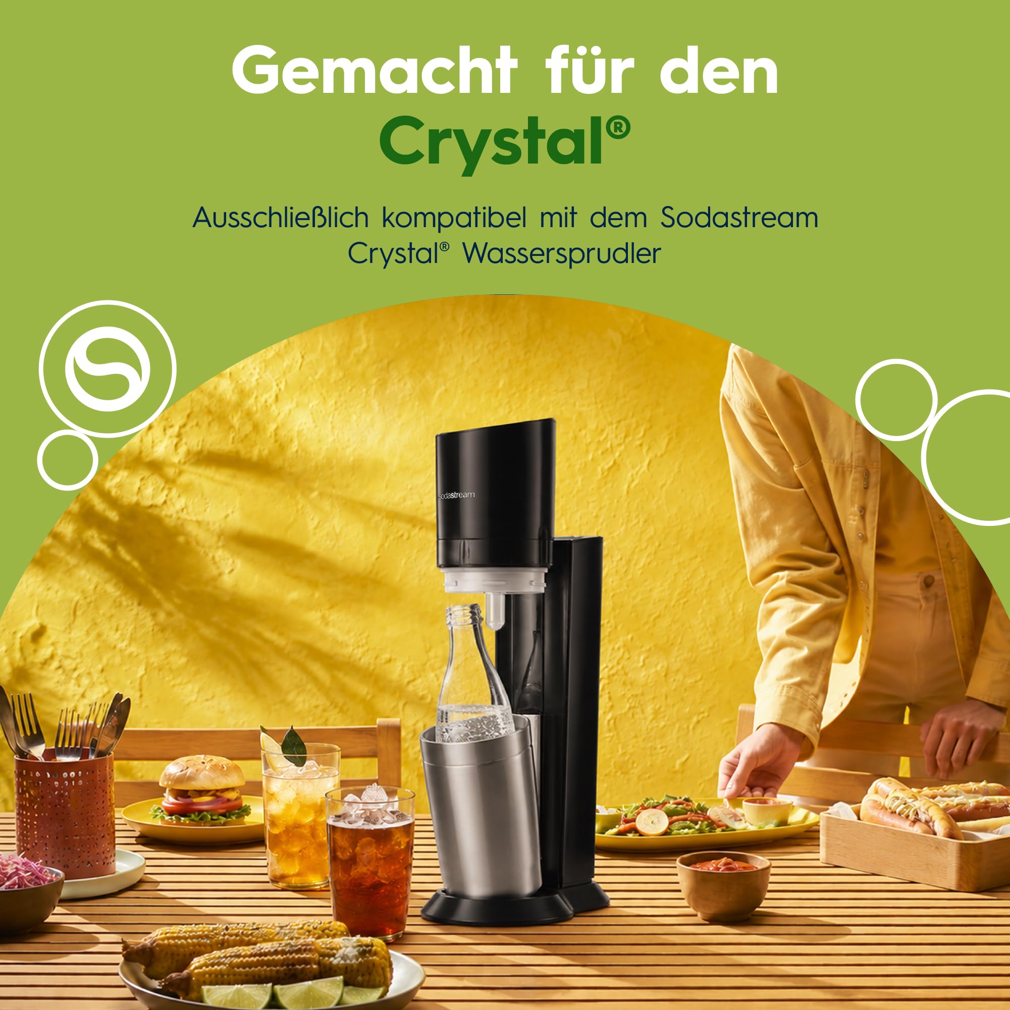 Sodastream 0,7L CRYSTAL Glaskaraffen - kompatibel mit CRYSTAL & PENGUIN Wassersprudler, 2er-Pack Wasserkaraffen, spülmaschinenfeste Sprudlerkaraffen 9