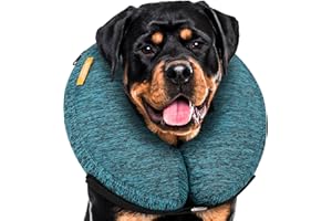 WONDAY Dog Cones for Small Medium Large Dogs, Soft Cone for Dogs After Surgery Inflatable Dog Cone Alternative Recovery Donut Collar (Blue, XL-Neck:18"-24")