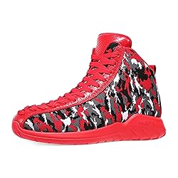 Men's Red High Top Sneakers Lightweight Outdoor