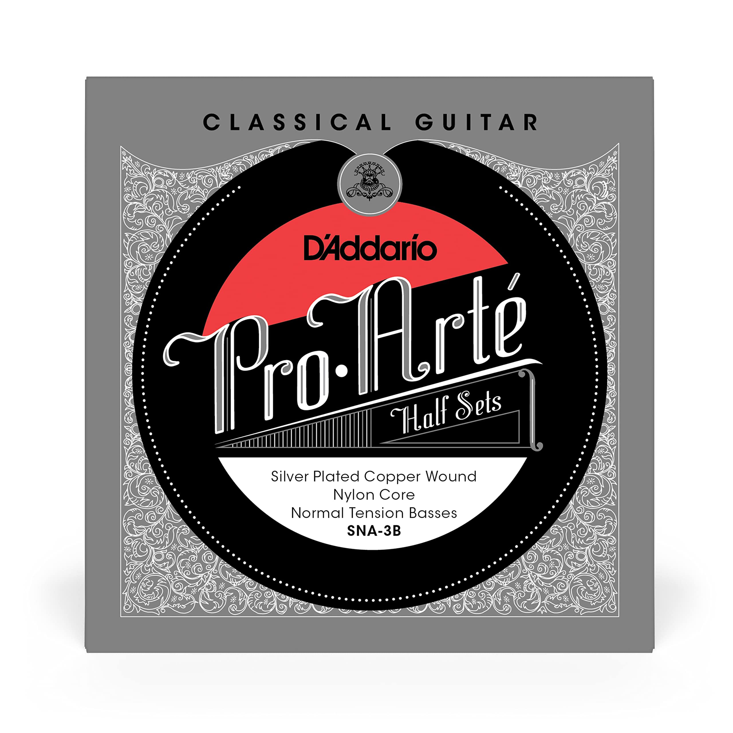 D’Addario Guitar Strings - Pro-Arte Nylon Guitar Strings - SNA-3B - Classical Guitar Strings - Half Sets, Alto Tension, Silver Plated Copper-Nylon Core