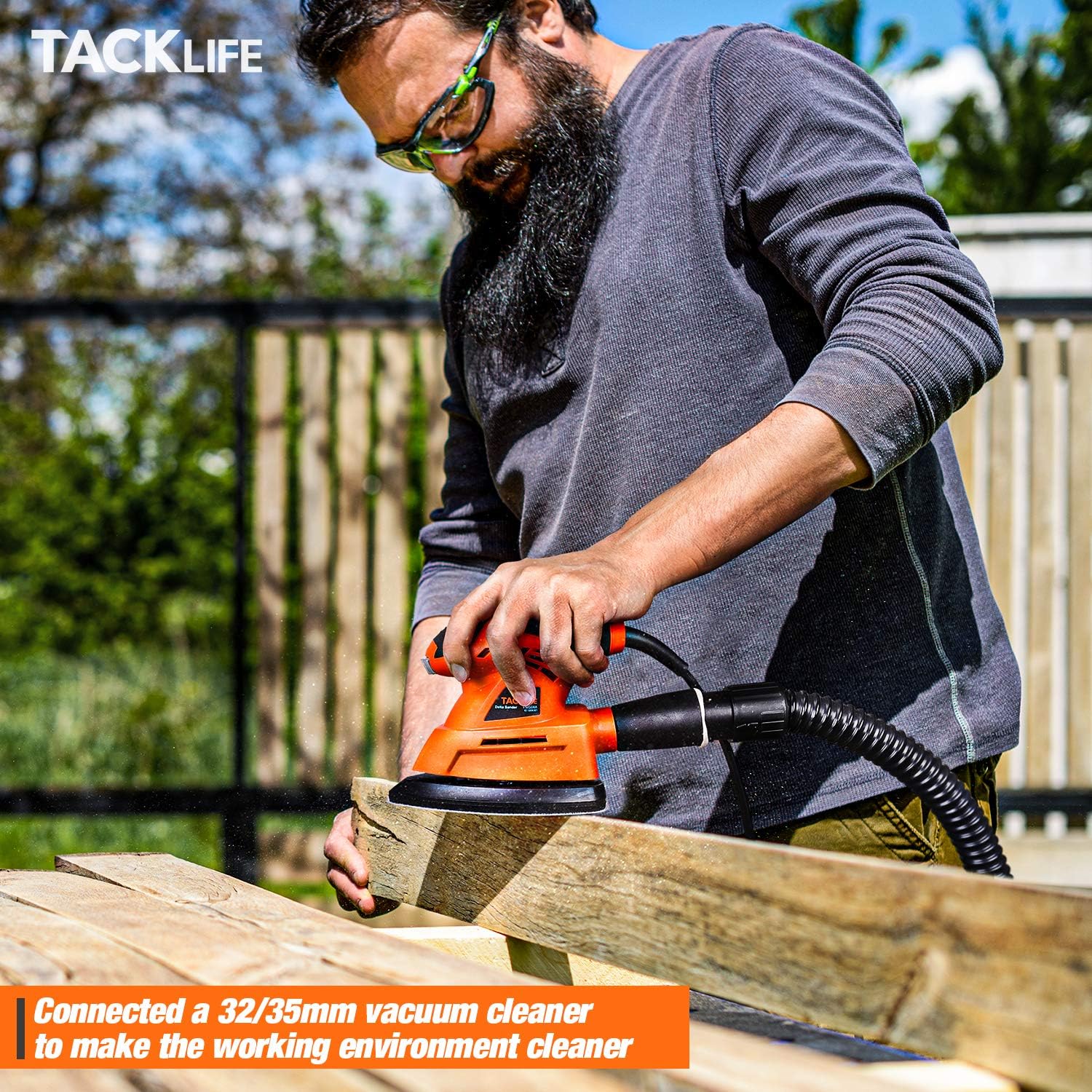 TACKLIFE Mouse Detail Sander, 12000 OPM Electric Sander with 20Pcs Sandpapers, Vacuum Cleaner Connecting Pipe, Applied in Multiple Situations, for Tight Spaces Sanding in Home Decoration, DIY PMS04A - - 