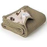 lulumoon Muslin Baby Blanket for Newborns: Lightweight Cotton Crib Blanket Neutral - Soft Lightweight for Stroller & Daycare 36"x40"(Dinosaur)