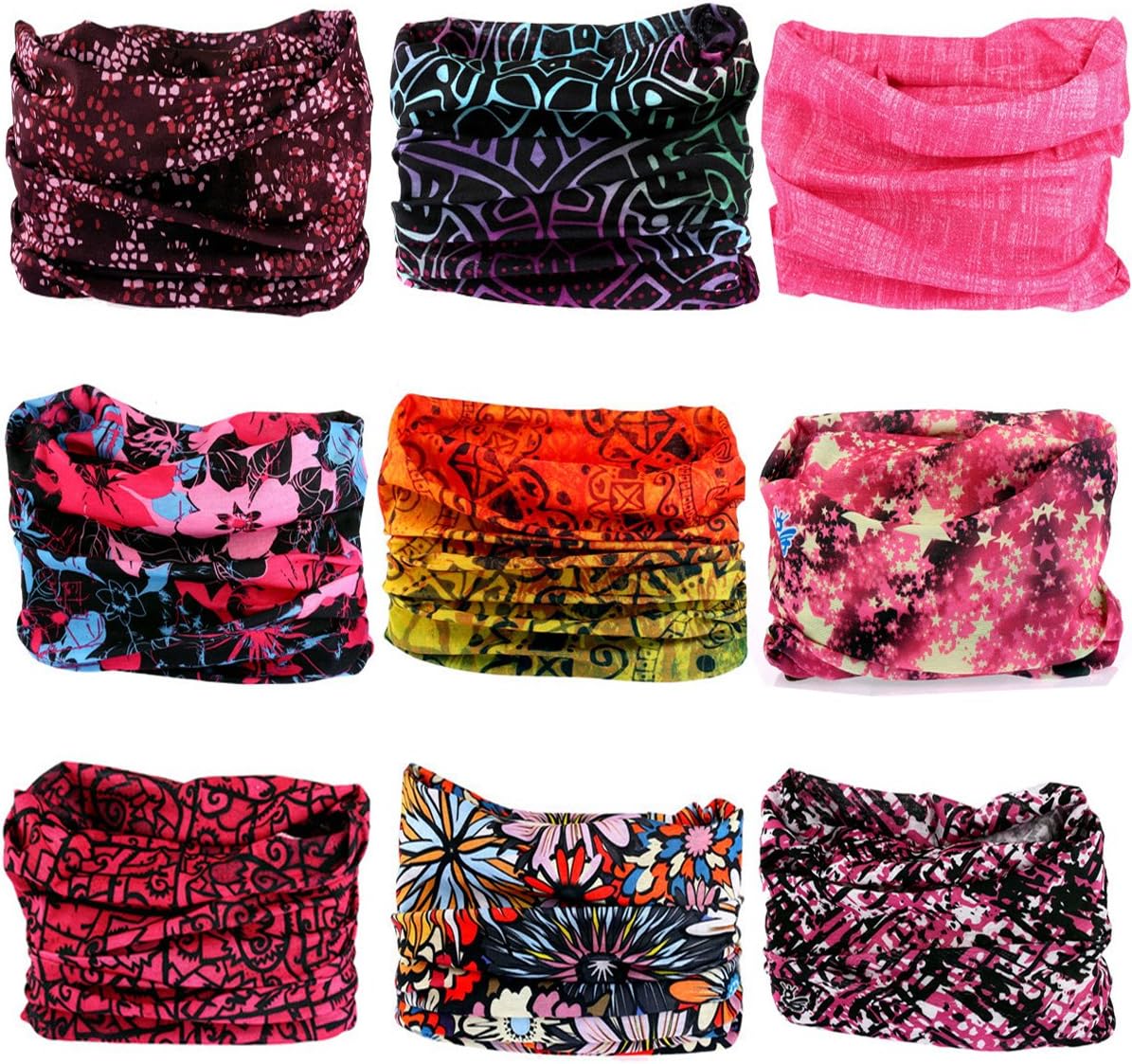 EKLOEN 12PCS/9PCS/6PCS Multifunctional Headband Magic Mask Scarf