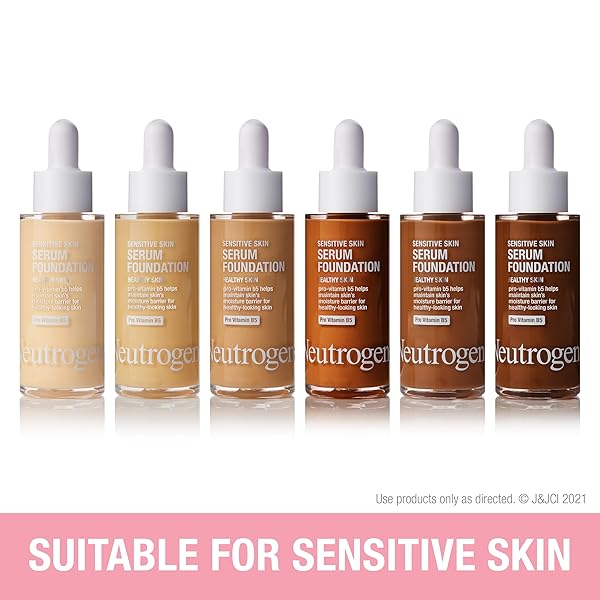 NEUTROGENA HEALTHY SKIN SENSITIVE SKIN SERUM FOUNDATION WITH PRO-VITAMIN B5, COLOR CORRECTING & PORE MINIMIZING LIQUID FOUNDATION & FACE SERUM, BUILDABLE COVERAGE, MEDIUM 01, 1 OZ