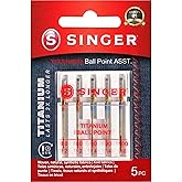 Singer Titanium Universal Ball Point Machine Needles for Knit Fabric, Assorted Sizes, 5-Pack