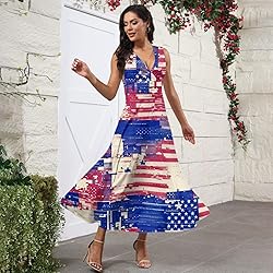 CHRATLHI Red White and Blue Dress for Women Holiday