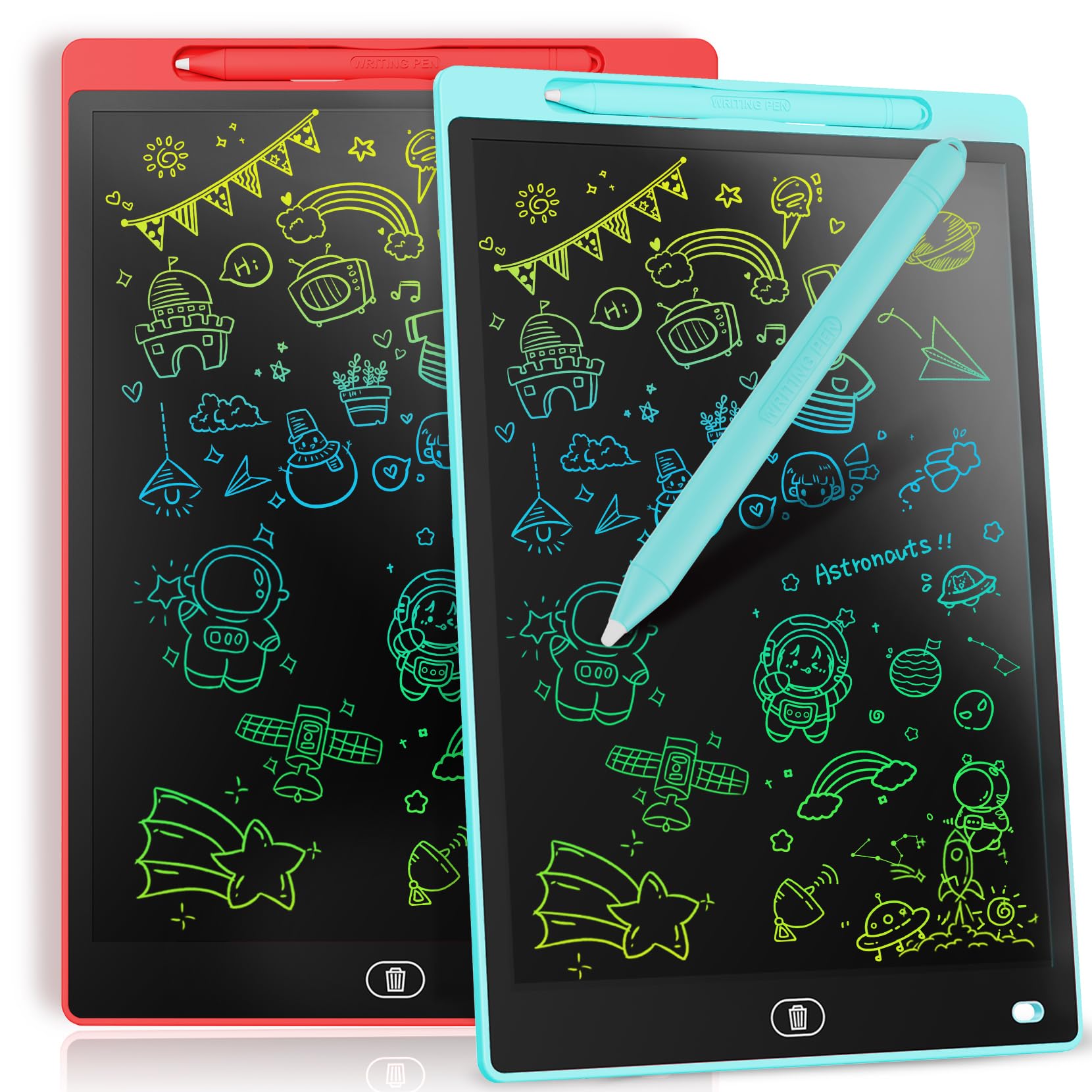 Photo 1 of [2 Pieces] 12 Inch LCD Colorful Writing Graphic Tablet, Erasable Drawing Board, Kids Gift, Graphic Board for Games for 3 4 5 6 7 Years (Blue & Red)