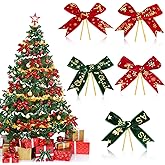 50 Pcs Small Red Velvet Bows 2.75" Classic Pattern Christmas Tree Bows Ornaments, Twist Tie Ribbon Bows for Christmas Tree Wreath Garland, Gift Wrapping DIY Crafts, Home Indoor Outdoor Holiday Decor