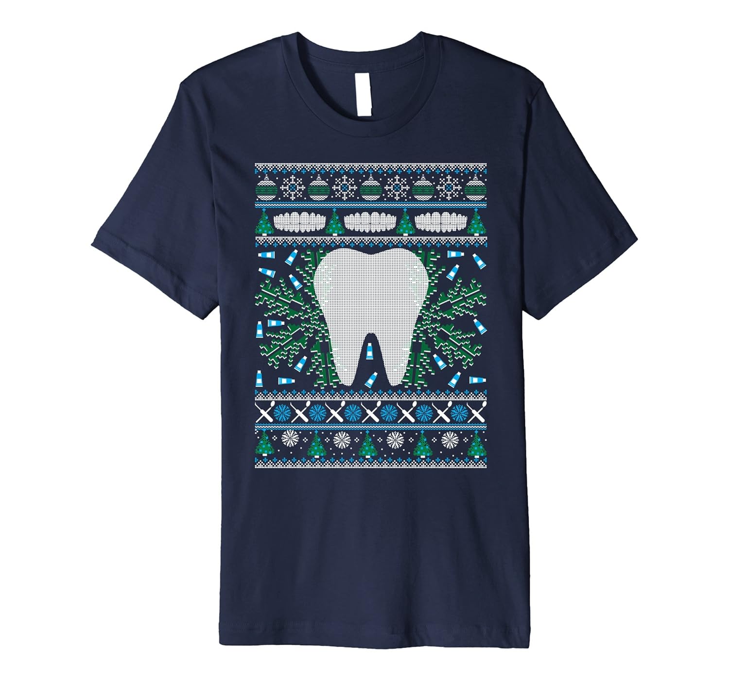 Dental Hygientist Ugly Christmas Sweater Premium T-Shirt-ANZ