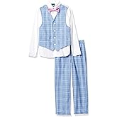 Nautica Boys 4-Piece Formal Suit Set with Vest, Pants, Collared Dress Shirt, and Tie