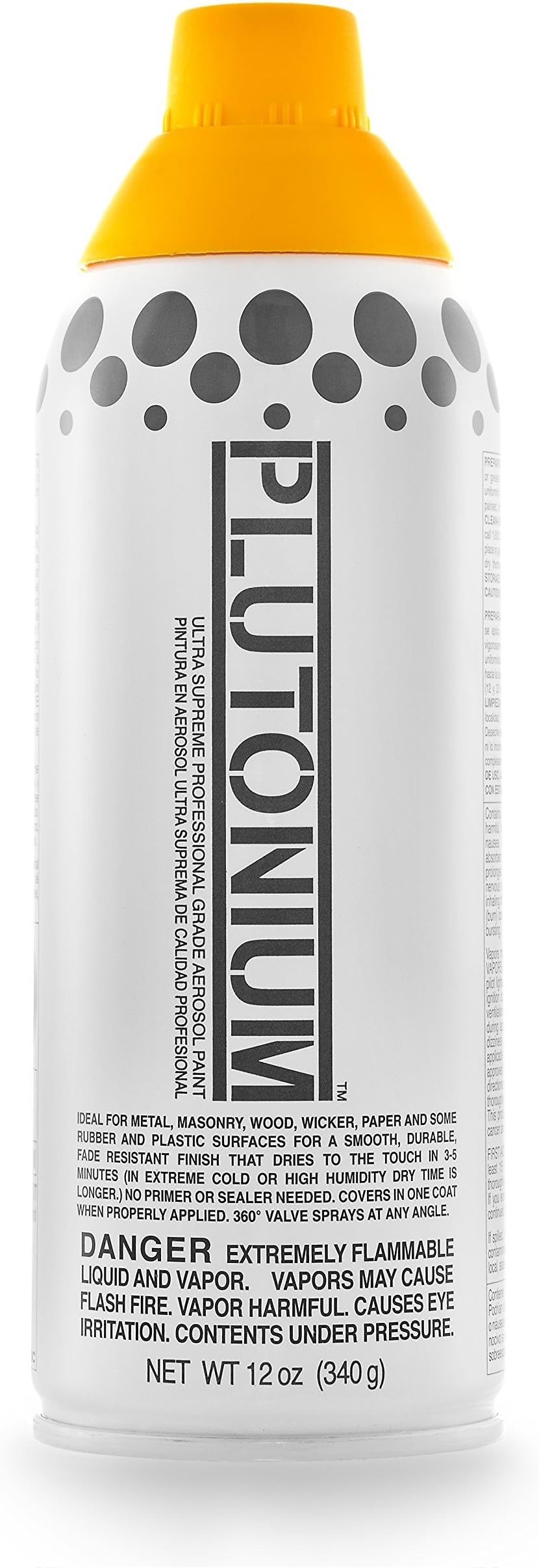PLUTONIUM Paint Ultra Supreme Professional Aerosol Spray Paint, 12-Ounce, Taxi Yellow