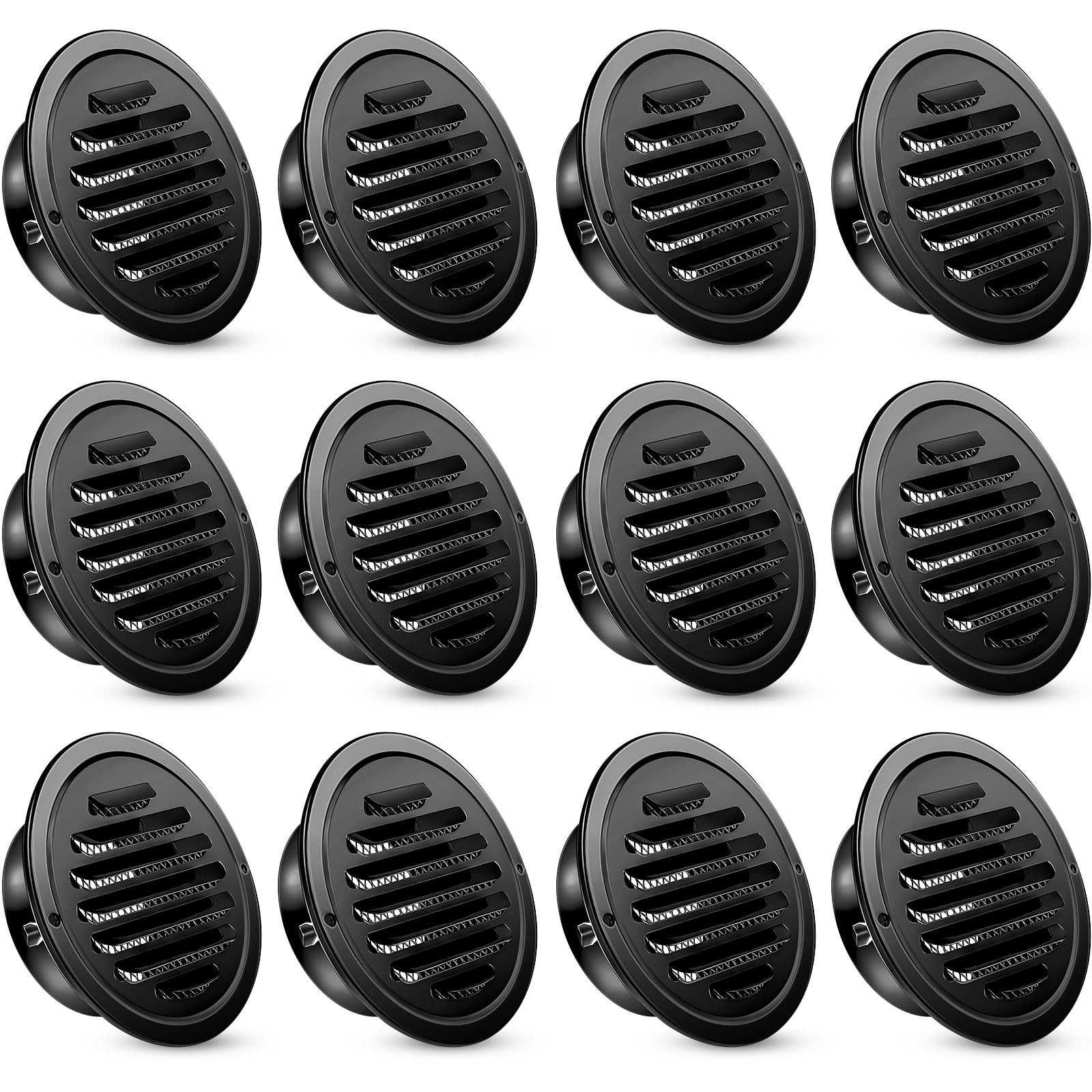 Photo 1 of Zonon 12 Pcs Stainless Steel Soffit Vents 4 Inch Round Dryer Vent Cover with Mesh Screen for Home Outdoor Bathroom Wall Ceiling Outside Exterior Exhaust (Black)