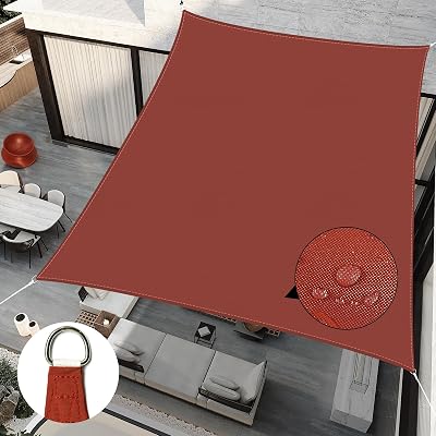 RICHIE Sun Shade Sail 2m x 3m Waterproof 98% UV Block Rectangular Red