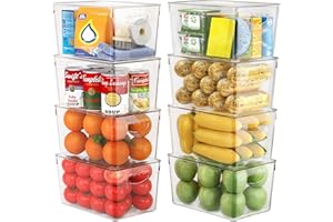 theaoo Clear Storage Bins with Lids Stackable - Large Plastic Containers for Pantry Organization and Storage - Perfect for kitchen,Fridge,Laundry Room,Bathroom,Garage,Closet,Cabinet Organizer - 8 Pack