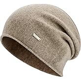 HAMUNI 100% Wool Slouchy Beanie, Warm Beanie Hats for Women Breathable Knitting Skull Beanies Cap for Spring Fall Winter