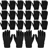 Swakuta 20 Pairs Jersey Work Gloves Cotton Blended Knit Wrist Safety Heavy Duty Warm for Men Black Winter