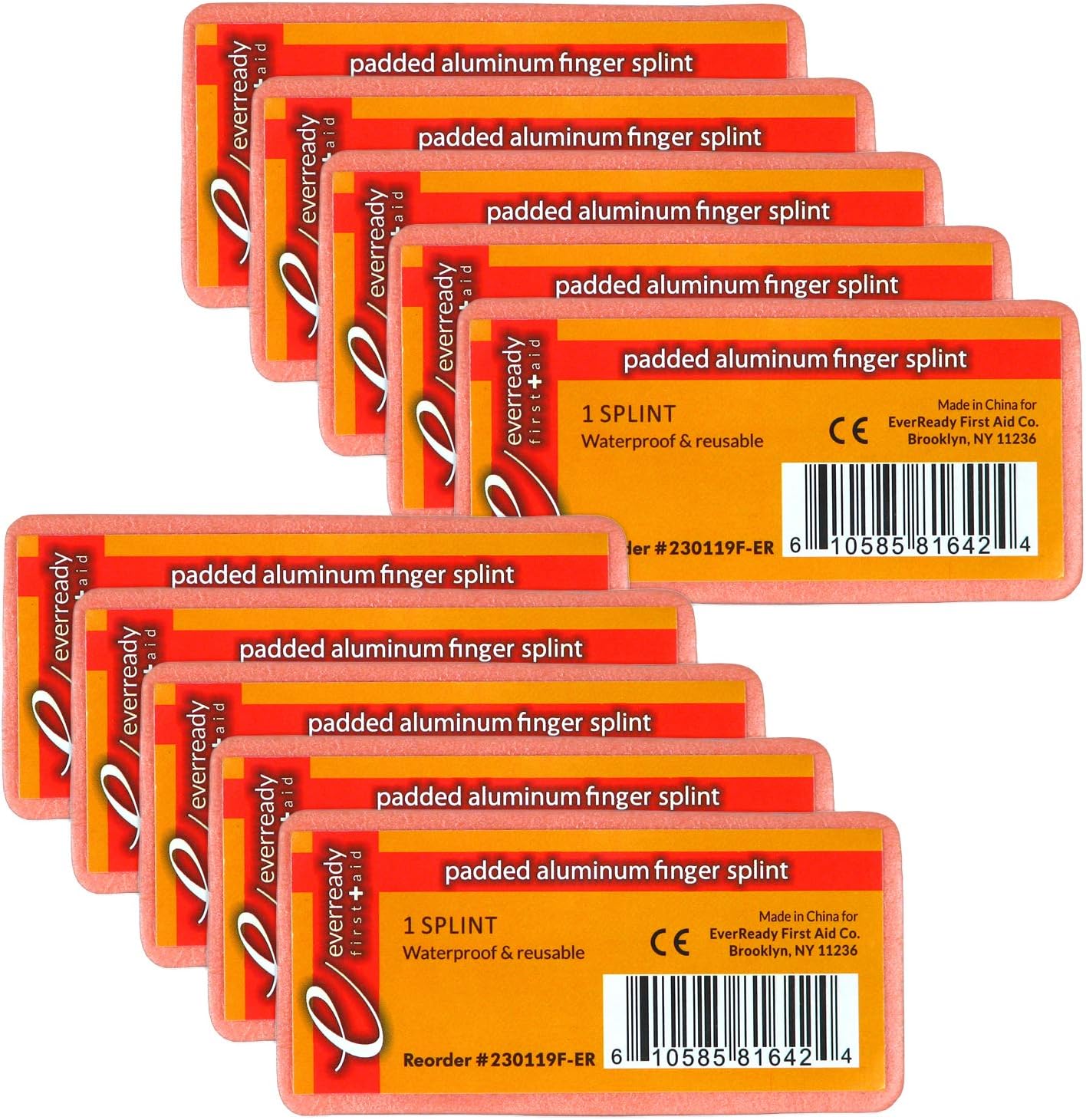 Ever Ready First Aid Padded Aluminium Finger Splints- 10 Pack