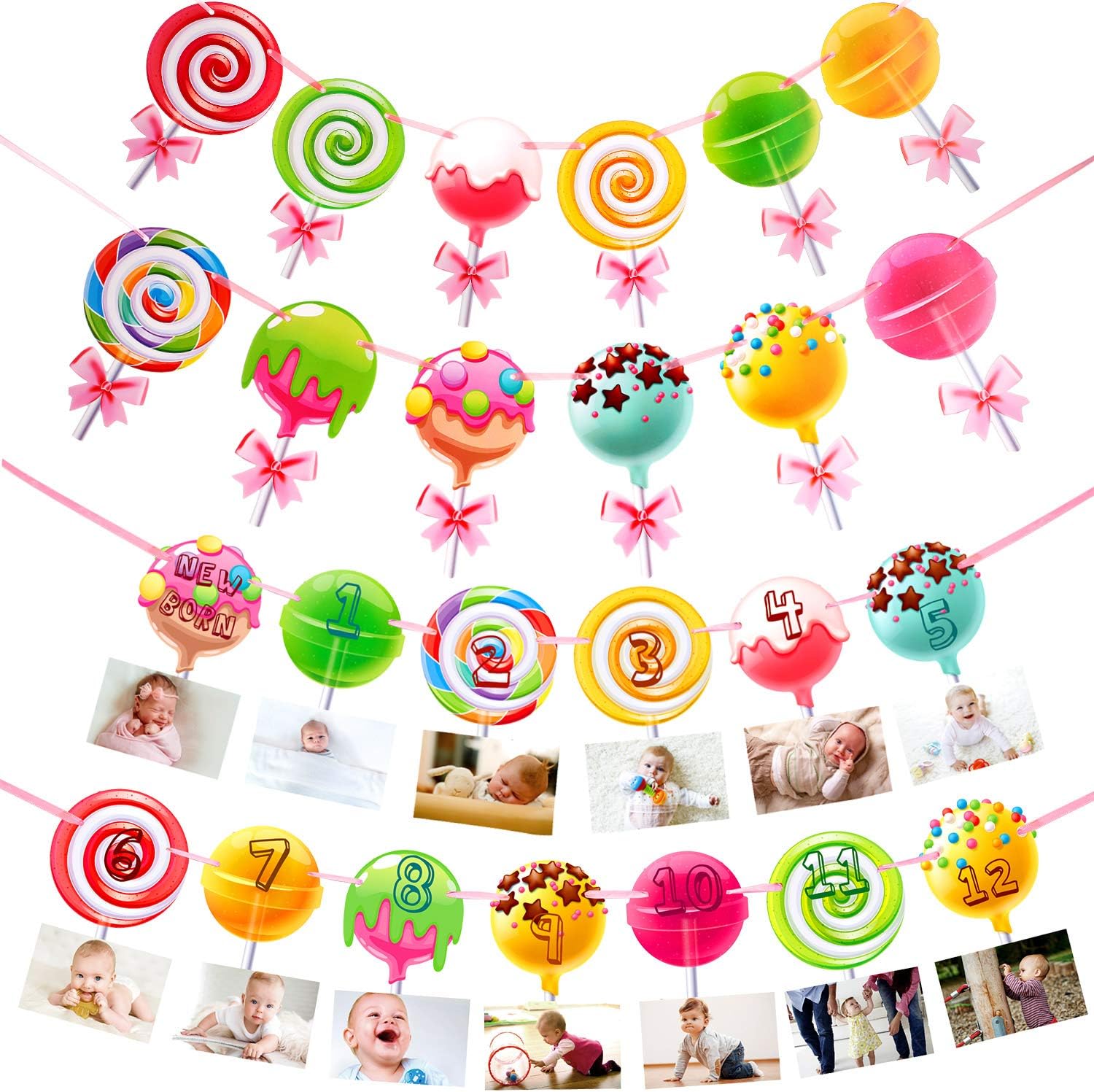 Amazon Com 2 Strings Lollipop Bow Banner Candyland Banner Candy
