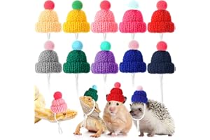 Kajaia 10 Pieces Pet Snake Christmas Hat Hamster Hat with Adjustable Elastic Strap, Snake Ball Hamster Python Lizard Guinea Pig Knitted with Pompon for Small Reptile Animal Decoration Accessories