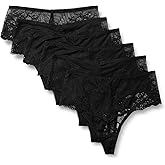 Amazon Essentials Women's Stretch Galloon Lace High Waisted Thong, Pack of 6