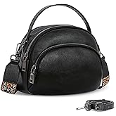 HESHE Genuine Leather Crossbody Bags Leather Purses for Women Vintage Small Shoulder Handbags with Multi-Pockets