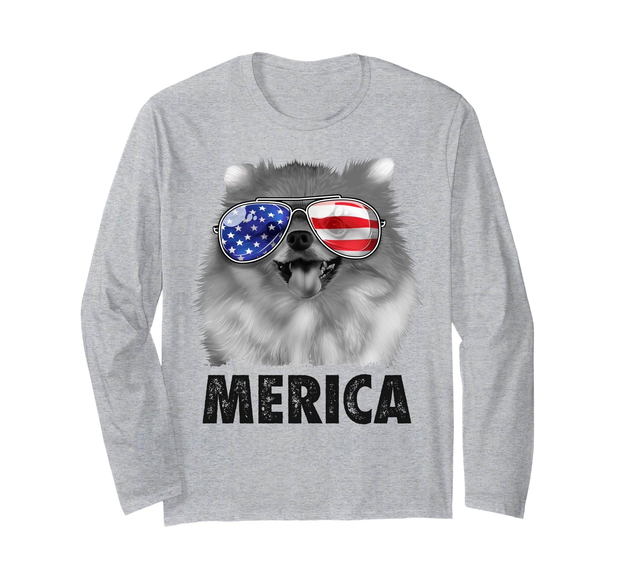 Pomeranian 4th of July Merica Men American Flag Pom Dog Long Sleeve T-Shirt