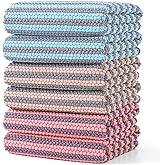 QAJ Microfiber Dish Towels - Super Absorbent 6 Pack Kitchen Towels, Soft with Hanging Loop, 16 x 24 Inch Kitchen Hand Towels and Dish Cloths