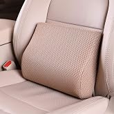 TISHIJIE Memory Foam Lumbar Support Pillow for Car - Lower Back Support Cushion for Driving, Back Pain Relief for Car Seat, Office Chair, Wheelchair (Beige)