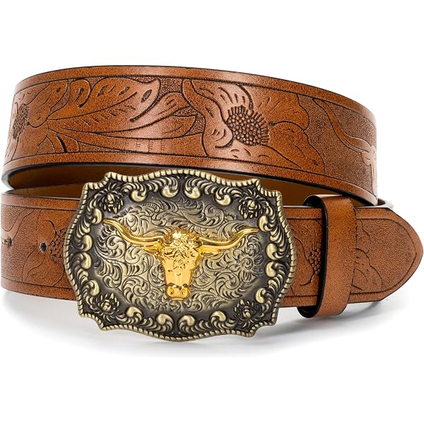 Raised Braided Leather Belt with Brass Horseshoe Buckle Women main image 3