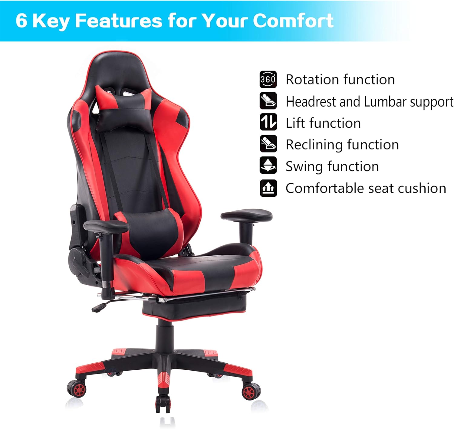 Amazon Com Healgen Back Massage Gaming Chair With Footrest Pc